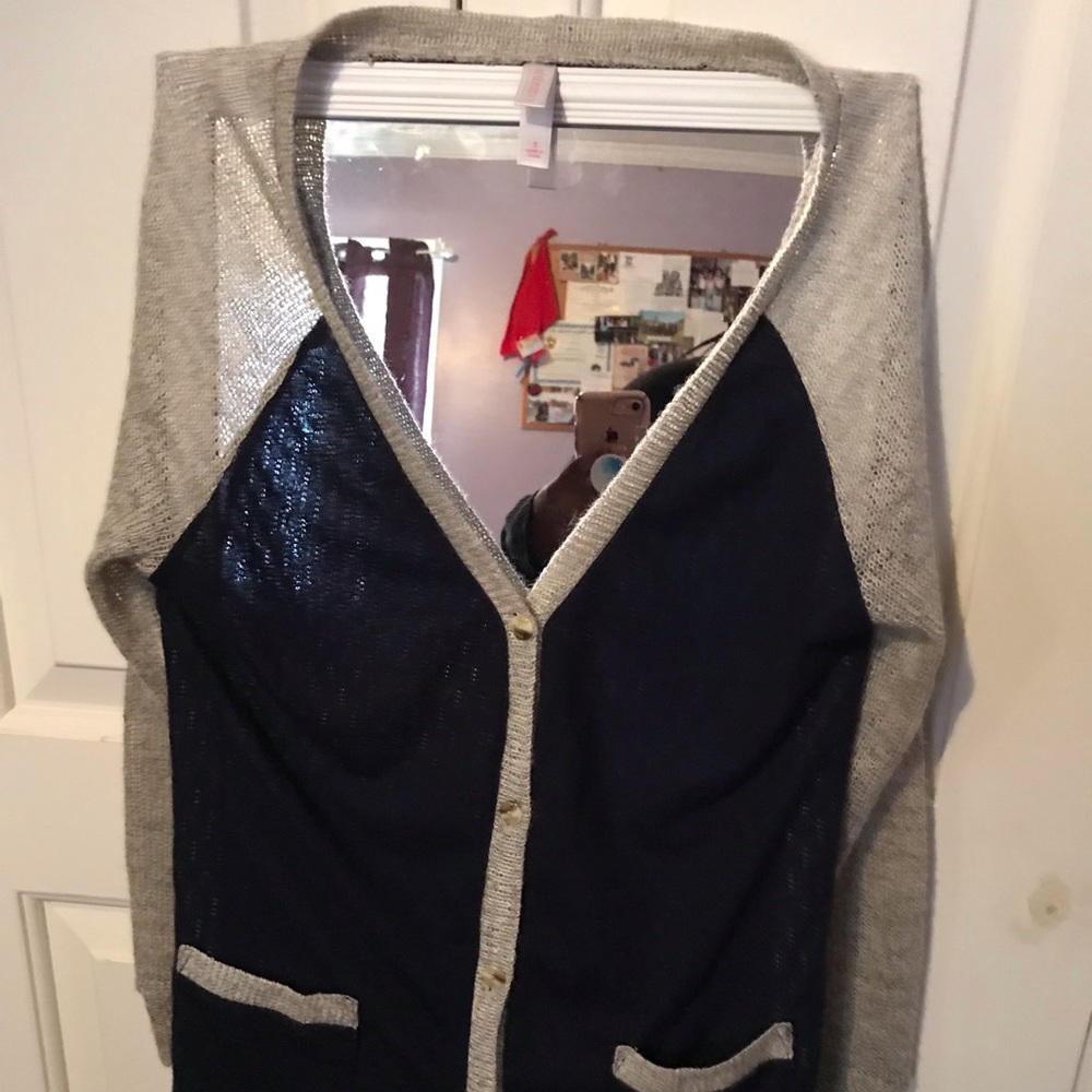 Navy blue and grey sweater